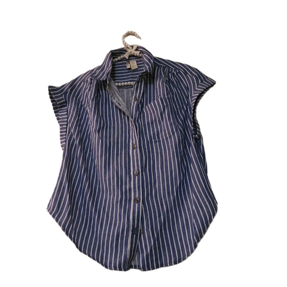 Japna, Stripe Polo, Navy blue, Casual Top